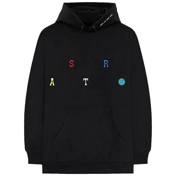 Travis Scott Astroworld Scattered Black Pullover Hoodie - Size Medium (M) - Picture 1 of 2